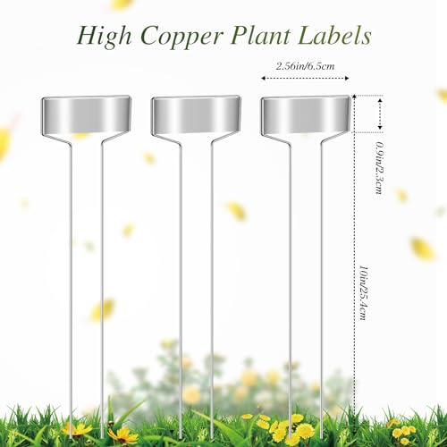 LEIFIDE 61 Pieces Zinc Plant Tags Kit, 30 Pcs 10 Inch Rectangle Metal Plant Labels, 30 Rainproof Pet Films, 1 Marker Pen, Reusable Garden Waterproof Markers Tags(T Shape)