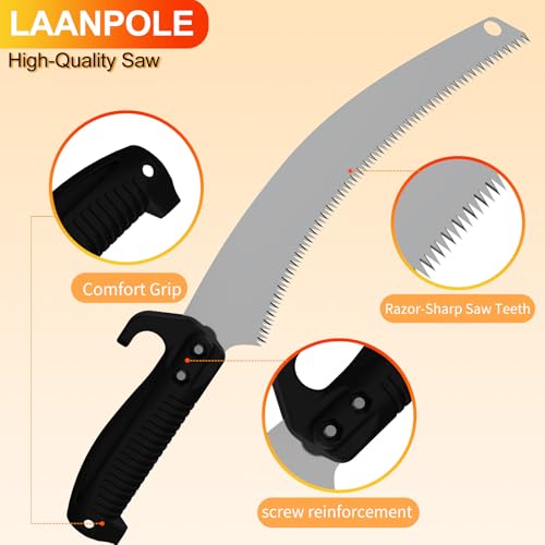 LAANPOLE 26FT Pole Saw, Telescoping Tree Trimmer with 5-20FT Extension Pole, Manual Branches Pruner for Backyard, Orange - size: 20FT