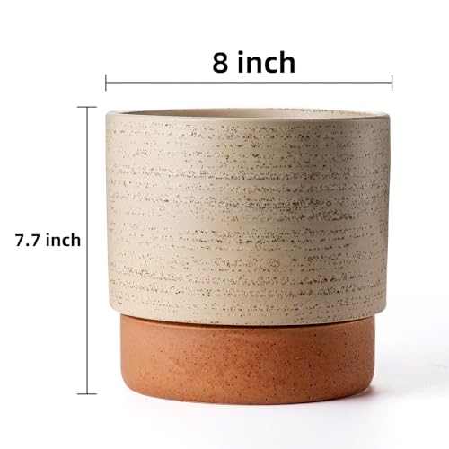 8 Inch Ceramic Self Watering Planter with Drainage Hole, Brush - color: Brush, size: Medium