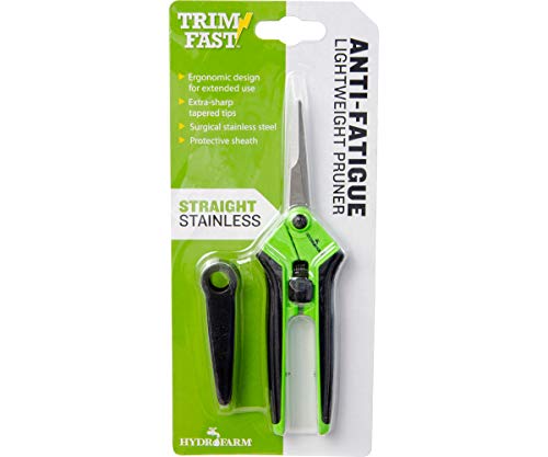 Hydrofarm HGPL400 Precision Anti-Fatigue Pruner, Green, Ergonomic Grip - color: Green, style: Straight Stainless Steel