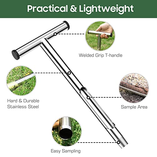 Housolution 13.7 Inch Soil Sampler Probe, T-Shape Handle Soil Test Kits