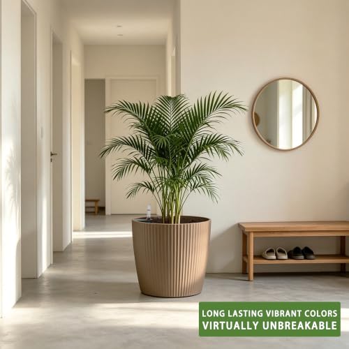 Dexceder 13x12 Self Watering Planters Indoor (2 Pack, Taupe) - color: Taupe, size: 13x12