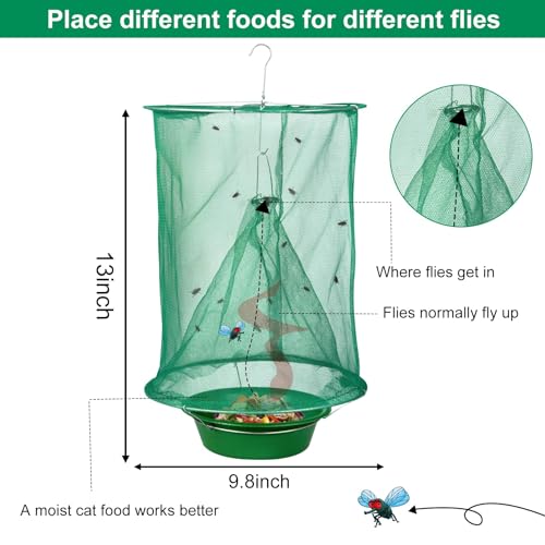 4 Fly Traps Outdoor Hanging, Ranch Stable Horse Fly Hunter Catcher Cage