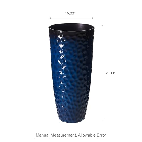 Glitzhome 31" H Oversized Tall Planter, Set of 2 Honeycomb Textured Gradient Cobalt Blue Round Garden Plant Pots with Drainage Holes, Large Flower Containers for Indoor Outdoor Front Door Patio - color: Gradient Cobalt Blue, size: 31"H