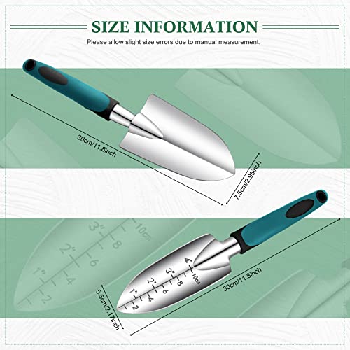 Honoson Garden Hand Trowel Transplant Trowel with Measurements Aluminum Alloy Planting Tools with Rubber Handle Small Gardening Hand Tools Shovels for Gardening Cultivating Transplanting Supplies - color: Blue