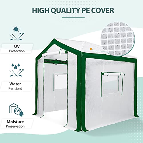 EAGLE PEAK 8x8 Walk in Pop Up Greenhouse, Green/White - color: Green/White, size: 8x8