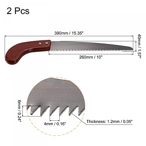 uxcell 2pcs 10 Inch Pruning Saws Straight Blade Hand Saw Wood Handle