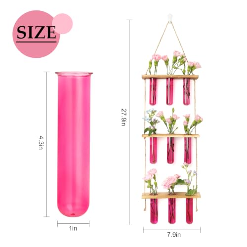 XXXFLOWER Wall Hanging Propagation Station with Wooden Stand Pink - color: Pink-9 Tube Vase
