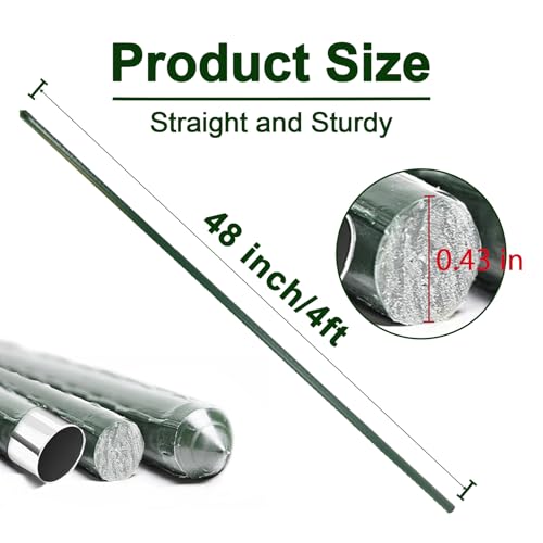 Garden Stakes 4ft 50pcs, Metal Plant Stakes 4 Feet for Gardening and Farm, 48" Plastic Coated Plant Support for Tomato, Cucumber, Bean, Flower, Potted and More Climbing Plants - size: 4ft, 50pcs