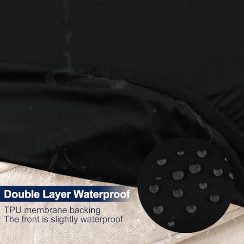 Smiry Waterproof Patio Cushion Covers, Stretch Outdoor Furniture Covers - color: Black, size: 4PCS