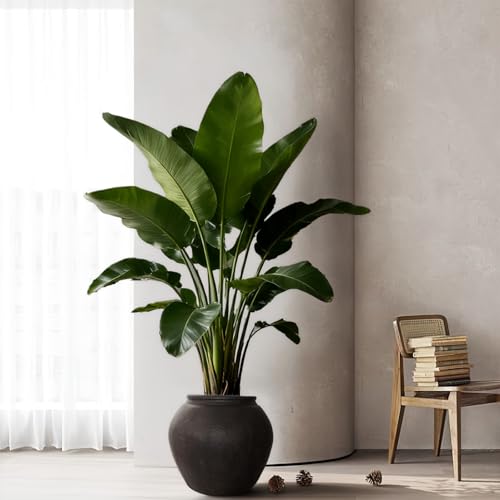 12" H x 14" Dia Fiberstone Vintage Style Planter with Drainage Hole, Indoor/Outdoor Large Plant Pot for Home Patio Garden, Ideal for Artificial Tree/Plants - color: Distressed Brown