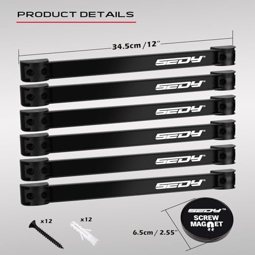 SEDY Magnetic Tool Holder Storage Organizer: 7-Piece Garage Wall Mount Rack Organization Strip Power Magnet Organizers Mounted Workbench Board Slatwall Van Hanger - color: 7-Piece Magnetic Tool Strips