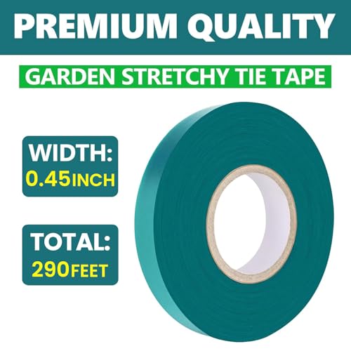 Easytle Garden Tie Tape 0.45" 290 Ft, Stretch Tie Tape Roll, Sturdy Plant Ribbon Garden Green PVC Plastic Stake Gardening Tools for Indoor Outdoor Patio Plant Use - size: 290 ft