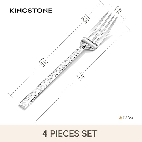4 Piece Hammered Dinner Forks Set,18/10 Stainless Steel Forks, 8 Inch - size: 4-Piece