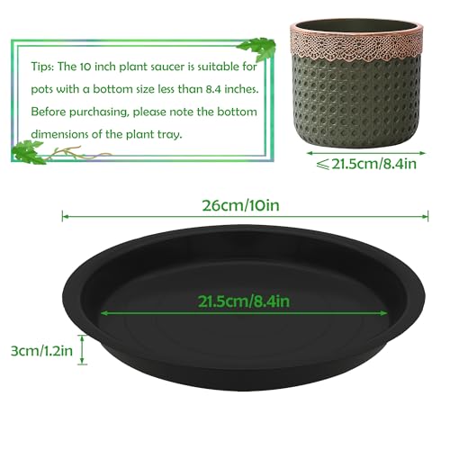 6 Pack 10 Inch Round Plant Saucers for Less 8 Inch Pot Indoors Outdoors Plant Trays for Pots Planter Saucer Plastic Drip Tray Planter Water Tray(Black, 10"(6pcs)) - color: Black, size: 10"(6pcs)