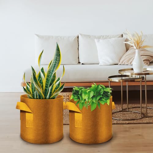 5-Pack 3 Gallon Grow Bags Heavy Duty Thickened Nonwoven Fabric Pots with Handles, Plant Grow Bags for Vegetables/Flower/Plant/Fruits, Brown - color: Brown, size: 3 Gallon