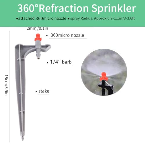 20PCS Drip Irrigation Emitters,360 Degree with Plunger Adjustable Irrigation Drippers for 1/4" Drip Irrigation Tubing, Perfect for House Garden Watering Drippers Sprayer (360 Degrees) - size: 360 degrees