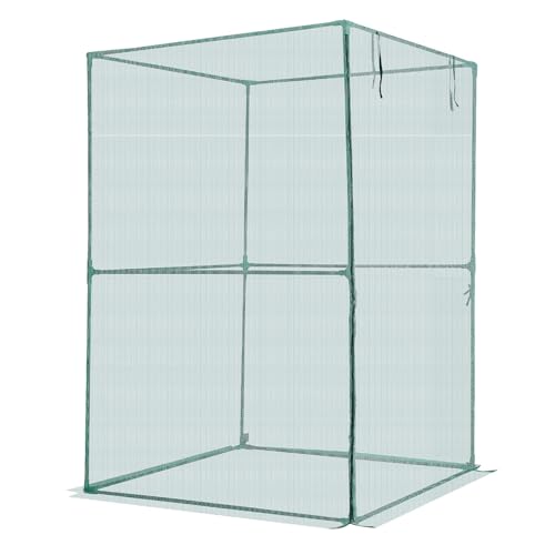 VEVOR Crop Cage, 3.9 x 3.9 x 5.9 ft Plant Protection Tent with Zippered Door, Wind-Resistant Tall Crop Cage, Easy to Install, Outdoor Raised Bed Cover, Tomato Plant Netting for Garden Patio Lawn - style: 3.9 x 3.9 x 5.9Ft-Square