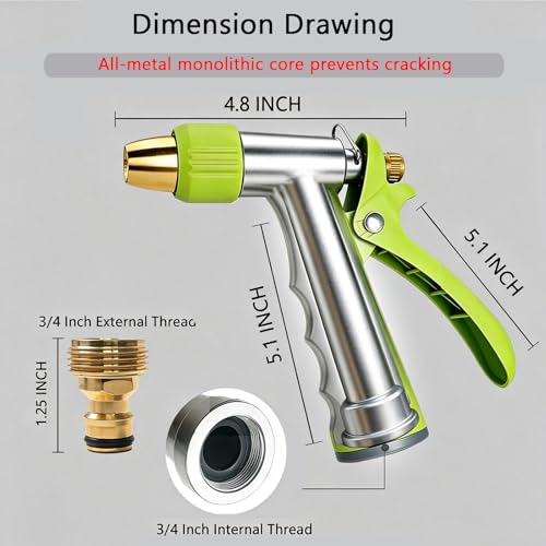 Garden Hose Nozzle, High Pressure Water Hose Nozzle Heavy Duty - color: Green