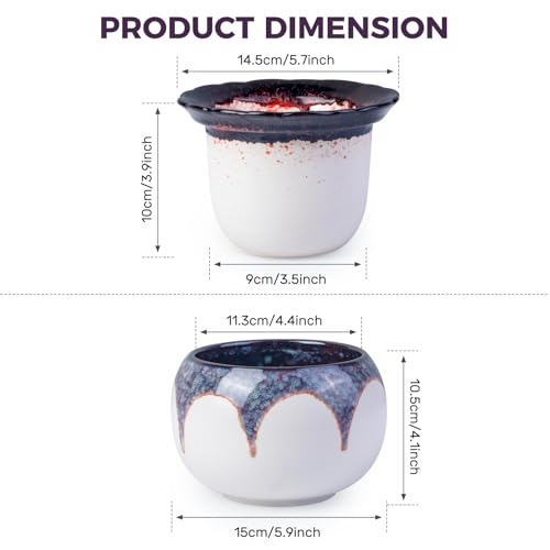 BUYMAX Self Watering Ceramic African Violet Pot Keep The Soil Moist - color: White-red