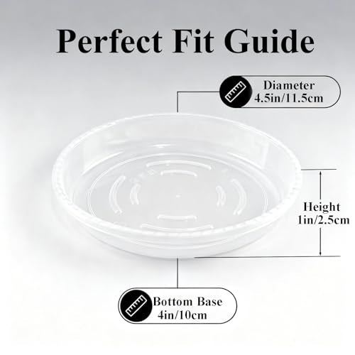20 Pack Clear Plant Saucer 4.5 Inches Plastic Drip Trays to Catch Water - size: 4.5 Inch