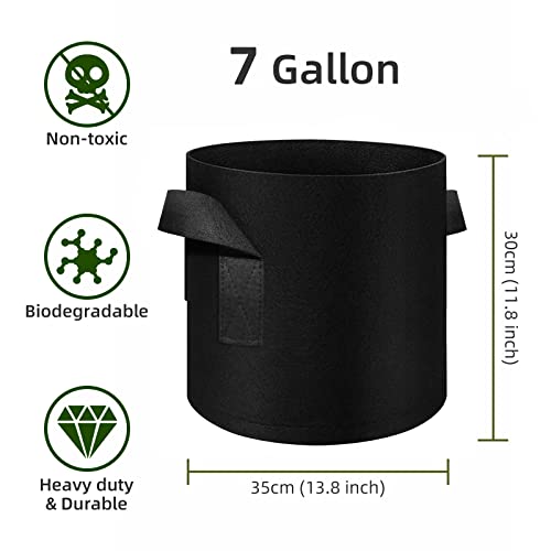 75 Pack 7 Gallon Plant Grow Bags Bulk, Thickened Nonwoven Fabric Pots with Handles, Black Vegetable Planter Bags Containers, Cloth Planters for Garden Vegetable/Flower/Plant/Fruits Outdoor - size: 7 Gallon