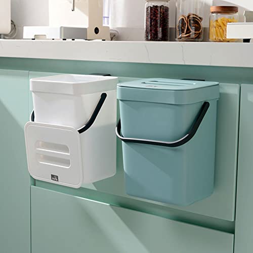 Small Trash Can with Lid Mini Kitchen Hanging Trash Can Tightly Sealed Odor Free, Small Countertop Compost Bin for Scraps from Daily Cooking, Mountable Trash Bin for Kitchen Counter, 5L/1.3 White - color: white