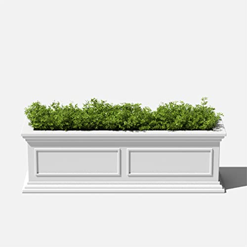 Veradek Brixton Series Window Box Planter - Rectangular Outdoor Planter - color: White, size: 11"H x 11"W x 36"L