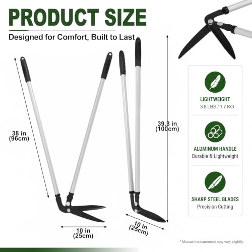 Chumia Long Handle Grass Shears for Lawn Landscaping, 38 Inch