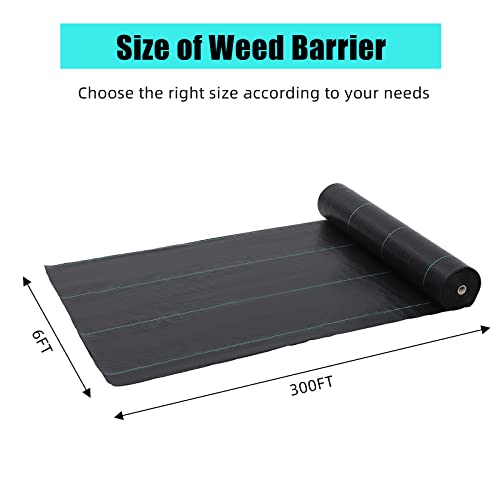 6ft X 300ft Weed Barrier Landscape Fabric Heavy Duty, Premium 3.2oz Ground Cover Weed Block Gardening Mat, Easy Setup & Superior Weed Control, for Erosion Control, Weed Barrier - size: 6x300FT & 3.2oz