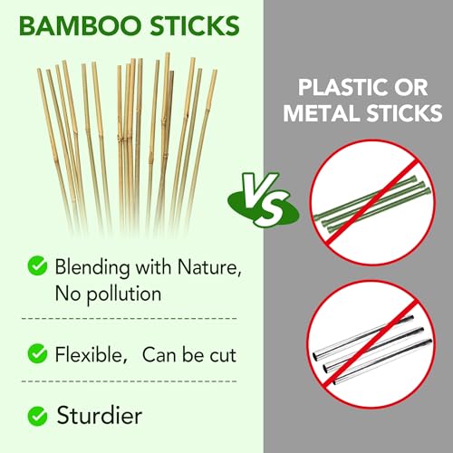 60 Pcs Bamboo Stakes, 6 Feet Natural Bamboo Garden Stakes for Plant, Garden Bamboo Plant Sticks for Plants Support, Tomato, Beans, Vegetable, Trees and Climbing Plants - size: 6ft-60 Pack