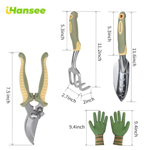 Green Garden Tools 4-Piece, Aluminum Alloy Gardening Hand Tool Set - color: green-4pcs