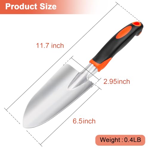 Garden Shovel Garden Hand Trowel, Heavy Duty Hand Shovel with Ergonomic Handle, Small Gardening Tools for Digging, Rust Resistant Gardening Spade Trowel Tools, Orange - style: Trowel-Orange