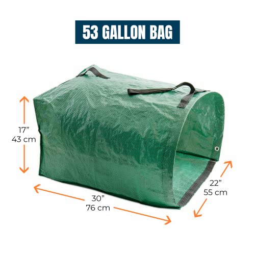 MEKKAPRO Lawn Bags 53 Gallon, 2-Pack Reusable Leaf Bags, Reinforced Handles