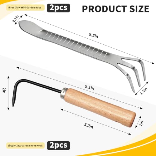 Bonsai Tools, Bonsai Root Rake, Small Root Hook,Rake Pic for Soil Loosening - size: 4 Pack