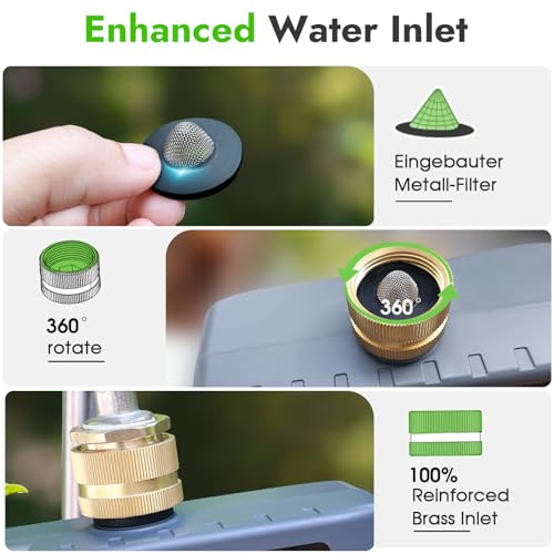 Insoma Water Timer with Brass Inlet & Outlet, 4 Independent Zones Outdoor Hose Timer for Garden Faucet with Auto/Manual/Rain Delay Mode, IPX5 Waterproof, Sprinkler Irrigation Controller for Yard Lawn