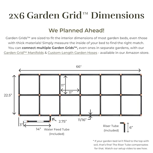Garden Grid 2x6 | Garden Watering System for Raised Beds | Pre-Assembled - size: 2x6, style: Standard