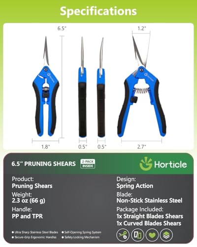 2-Pack 6.5" Garden Scissors Pruning Shears for Detailed Gardening