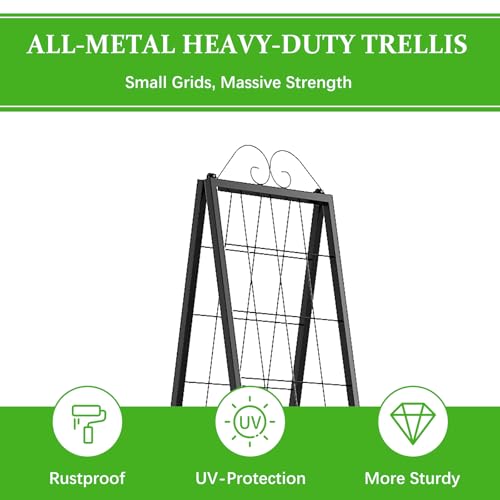 Zhongma Metal Garden A-Frame Trellises Heavy Duty Plant Support 77" H - size: 16"x 77"H A-Frame