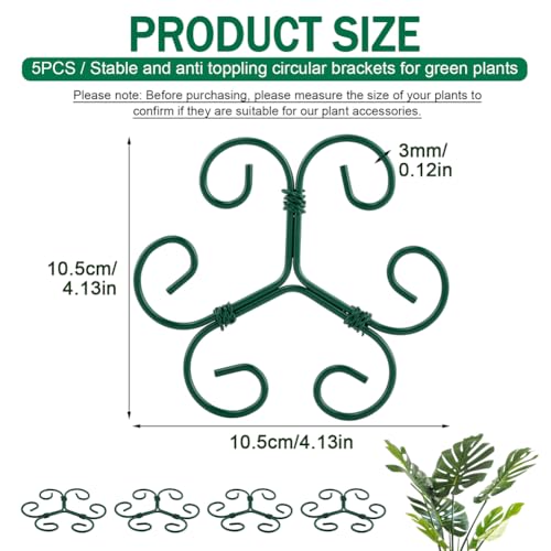 5 Pack Plant Stem Support Set, Reusable Iron Plant Stakes for Indoor Plants, Plant-Support-Stakes for Thriving Growth, 4.13 x 4.13inch(Color:Green) - color: Green