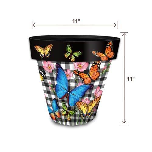Briarwood Lane Spring Planter 11.75 x 11 x 11 Checkered Butterflies Medium - color: Checkered Butter, size: Medium