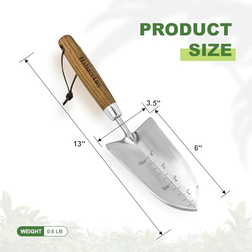 Haliaeetus Garden Trowel with Serrated Edge, 4'' Depth Mark Planting Shovel - size: 13'' Serrated Shovel
