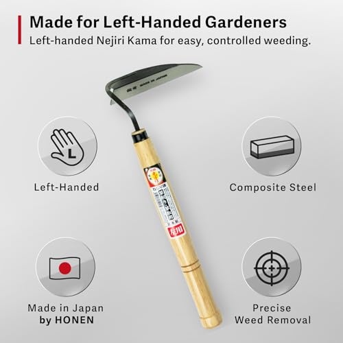 HOUNEN Left-Handed Japanese Weeding Sickle, 4.7-Inch Composite Steel Blade - color: 4.7" Left-Handed Twisted Weeder