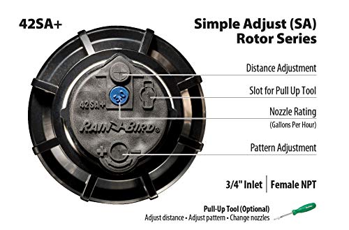 Rain Bird 42SA+ Gear Drive Rotor, Full Circle, 26-38 Feet - size: 26' - 38', style: 1-Pack