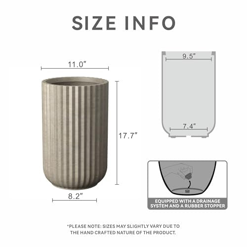 Kante Accent Round Column Weathered Concrete Planter 17.7" Tall, Outdoor - color: Weathered Concrete, size: 11"w x 17.7" h