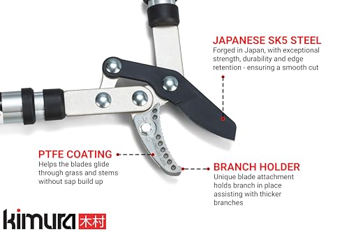 Kimura® Pro Heavy Duty Garden Loppers - 25-37", Premium Anvil Loppers with Compound Action Mechanism, Lightweight Telescopic Handles, Sharp Japanese SK5 Steel Blades, Extendable Garden Cutters - size: 25"-37"