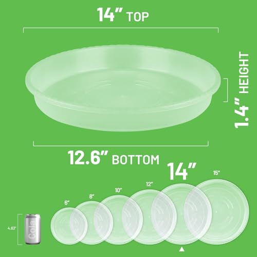 MUDEELA 6-Pack Plastic Plant Saucers Tray for Indoor, 14 Inches, Clear - size: 14" - 6 Pack