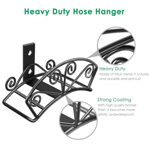 TomCare Garden Hose Holder, Heavy Duty 150 ft Capacity Hose Hanger - color: Black, size: M(13.2“ x 5.7” x 7")