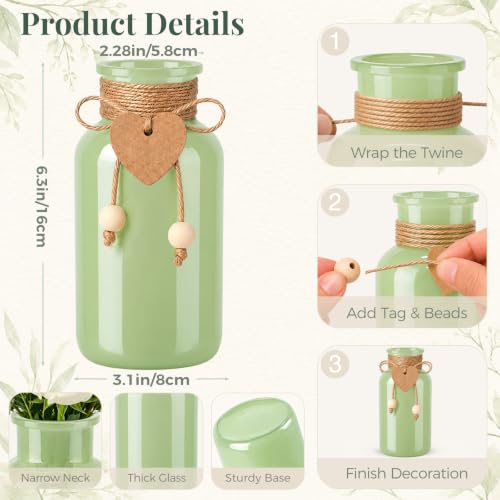 TBWIND Mason Jar Vases for Centerpieces, 12PCS Mint Green Glass Flower Vase - color: Mint Green