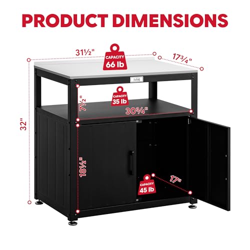 Feasto Metal Outdoor Potting Bench with Storage Cabinet for Garden Work - color: Black